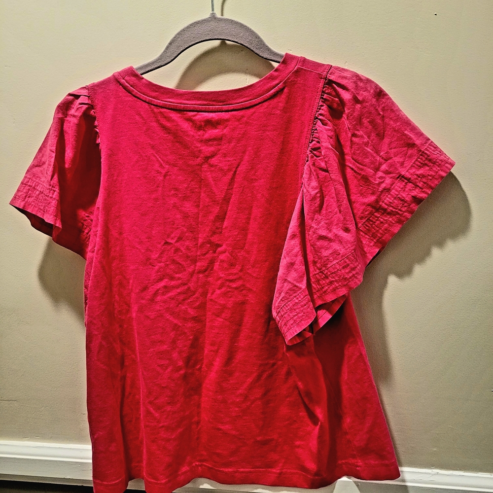 Old Navy women's ruffled-sleeve T-shirt Hot Pink Size Medium NWT! 100% Cotton